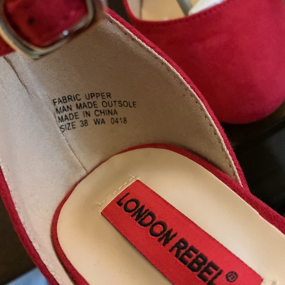 London Rebel Ankle Strap Red Heels - Picture 10 of 10